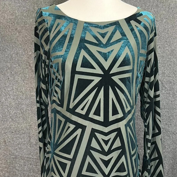 Vince Camuto 12 dress velvet burnout geometric legacy green Flattering Design - Picture 5 of 8